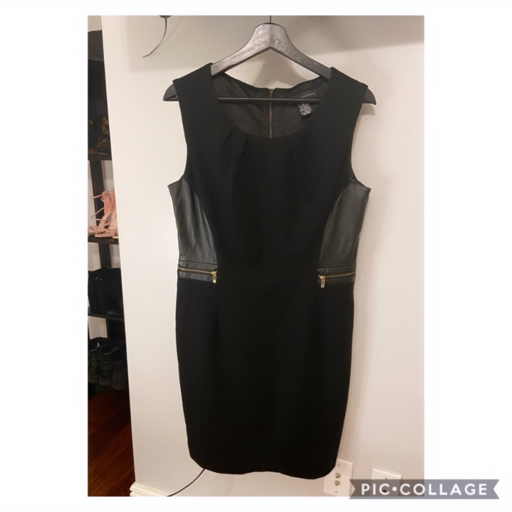 Grace Elements Black Dress w/ Faux Leather Details